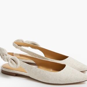 J. Crew Elegant Cream Slingback Flats with Bows